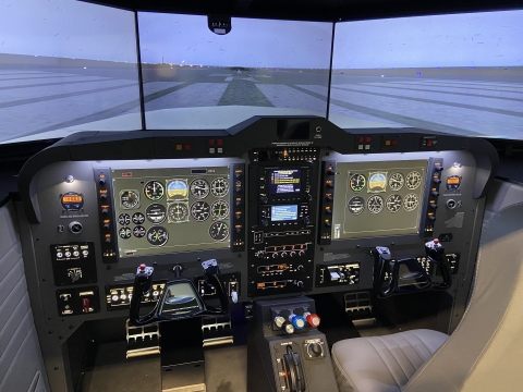 inside a flight simulator