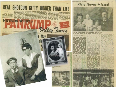 three newspaper clippings, and two historical photos