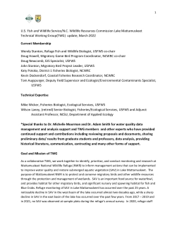 USFWS/NCWRC Lake Mattamuskeet Technical Working Group March 2022 Update