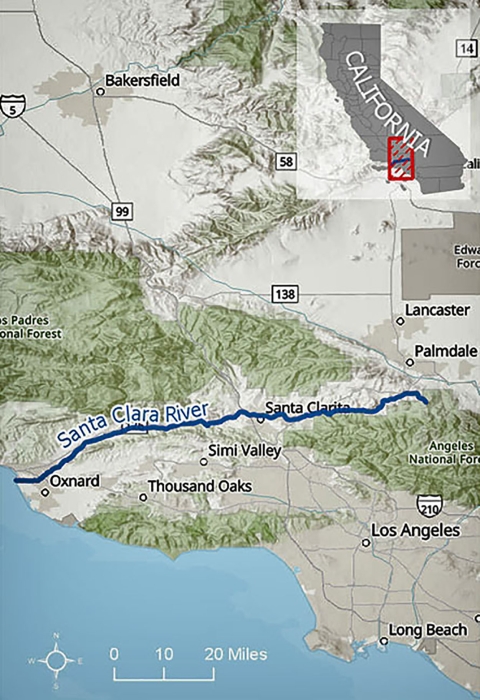 A map of the Santa Clara River