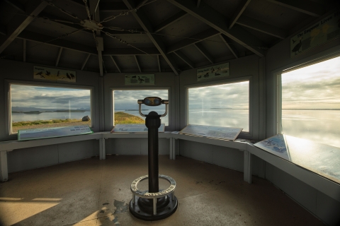 view of a lagoon from inside an outlook facility