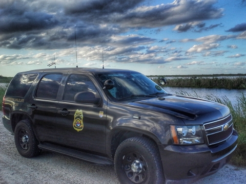 A Federal Wildlife Officer's vehicle.