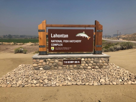 Lahontan National Fish Hatchery sign. 