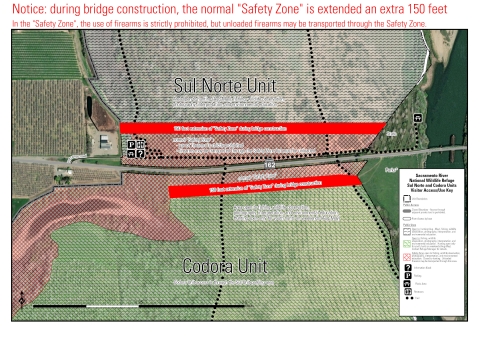 aerial image of the temporary 2022 expanded hunting safety zone of the Sul Norte Unit at Sacramento River NWR