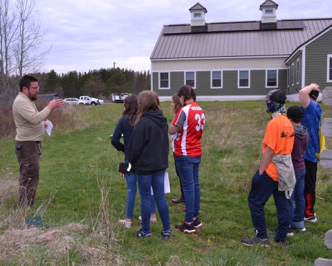 Matt leading a group of students during Wild School at the refuge