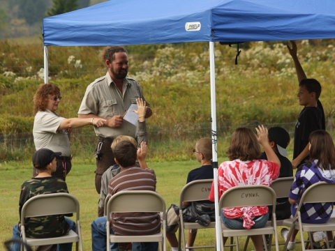 USFWS employees present to students at Wild School at Canaan Valley NWR