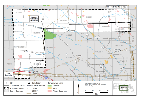 an image of Nebraska Public Power District's proposed R-Project Transmission Line 