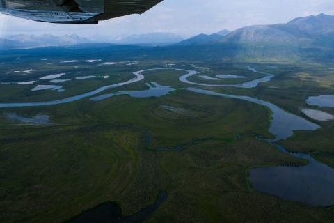 Aerial photo of rivers and streams on the North Slope.