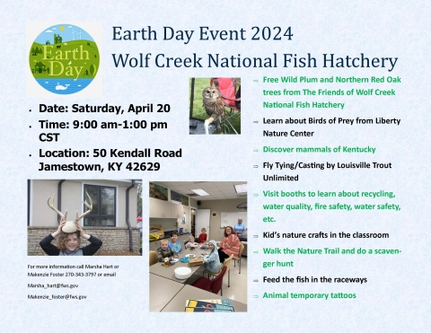 Earth Day will be Saturday, April 20 at Wolf Creek National Fish Hatchery 
