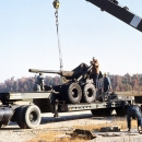 Army cannon on trailer at Jefferson Proving Ground munitions testing area