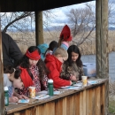 Children painting in a viewing blind at Discovery Marsh at Tule Lake NWR