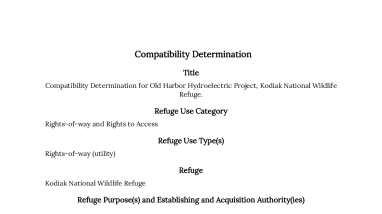 Compatibility Determination for Old Harbor Hydroelectric Project, Kodiak National Wildlife Refuge