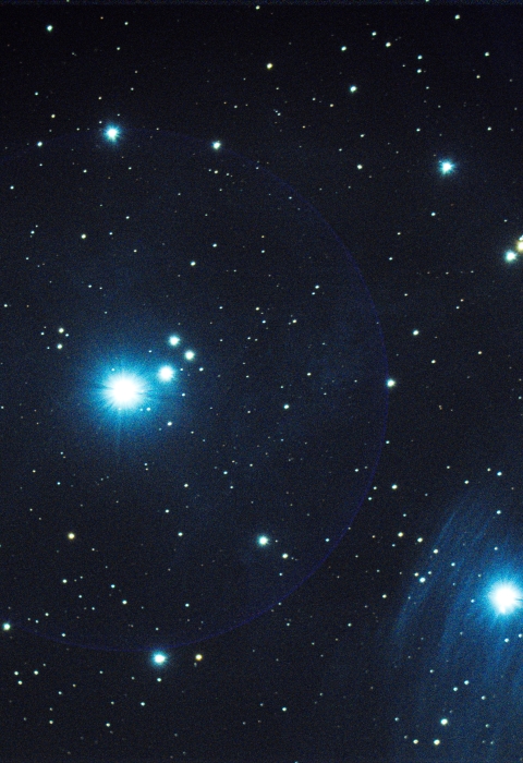 Night sky with many bright stars.