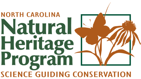 Square with a flower and butterfly silhouettes and the words "North Carolina Natural Heritage Program, Science Guiding Conservation"