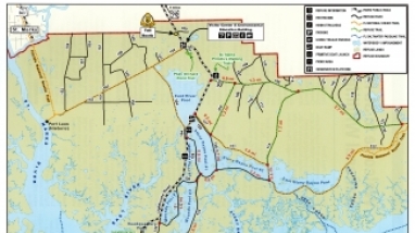 An image of a map showing trails on the refuge.