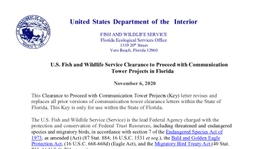 U.S. Fish and Wildlife Service Clearance to Proceed with Communication Tower Projects in Florida