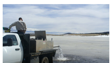 Stocking sunrise lake on Fort Apache Indian Reservation