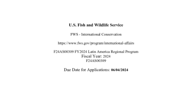 FWS Latin American Regional Program - Fiscal Year 2024 Notice of Funding Opportunity
