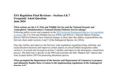 Frequently Asked Questions: Endangered Species Act Section 4 and 7 Final Regulation Revisions