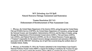 II.A.2.a Trustee Resolution 2017-01: Disbursement of Reimbursement of Past Assessment Costs