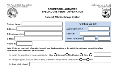 Commercial Activities Special Use Permit Application