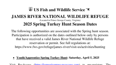 James River NWR 2025 Spring Turkey hunt dates