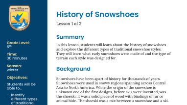 History of Snowshoes Lesson Plan