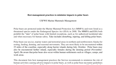 USFWS Best Management Practices to Minimize Impacts to Polar Bears