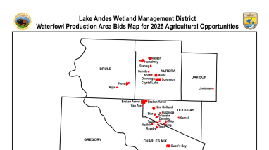 Lake Andes Wetland Management District Waterfowl Production Area Bid Maps for 2025 Agricultural Opportunities