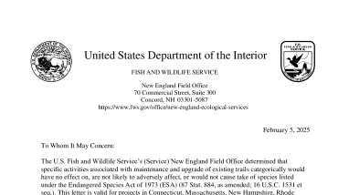 NEFO Trail Maintenance Streamlined Consultation Letter