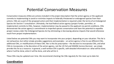 Potential Conservation Measures - Asheville Ecological Services Field Office