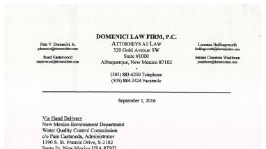 Former Price's Valley Gold North Dairy Bernalillo, Sandoval County, New Mexico Intent to Present Technical Testimony - Alternative Abatement Standards No. WQCC 16-02(A)