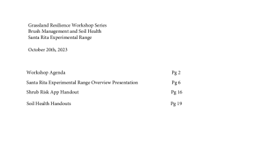 CART's Grassland Resilience Workshop Series on Brush Management and Soil Health - Santa Rita Experimental Range Site Visit