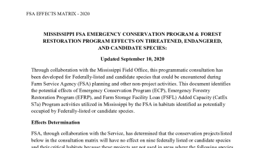 FSA FWS Species Effects Matrix Final