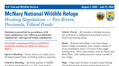 McNary National Wildlife Refuge Hunting Regulations (Peninsula, Two Rivers - Large Print)