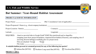 Fillable Bat Survey Forms and Datasheets