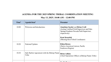 2025 Spring Tribal Coordination Meeting - Agenda