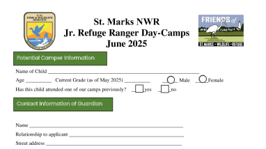 Jr. Ranger Camp Application - 2025