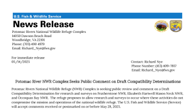 Potomac River NWR Complex Press Release CDS