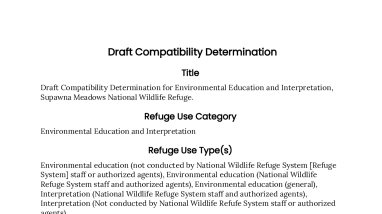 Draft Compatibility Determination for Environmental Education and Interpretation at Supawna Meadows NWR