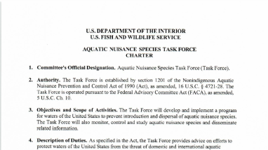 Aquatic Nuisance Species Task Force Charter 2024