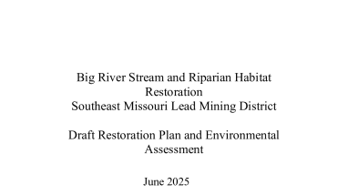 Big River Stream and Riparian Habitat Restoration Southeast Missouri Lead Mining District Draft Restoration Plan and Environmental Assessment