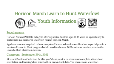 Horicon Marsh Learn to Hunt Waterfowl Youth Application 2025