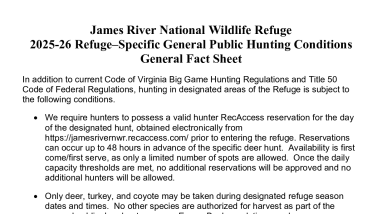 James River National Wildlife Refuge 2025-26 Refuge–Specific General Public Hunting Conditions General Fact Sheet
