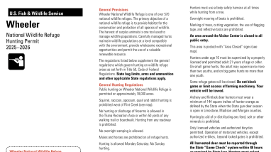 Wheeler NWR Hunt Permit 2025-2026