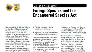Foreign Species Fact Sheet