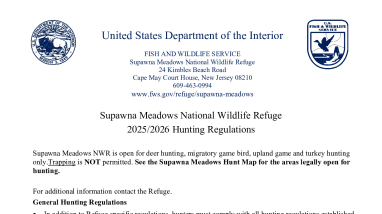 Supawna Meadows NWR Hunting Regs 2025-26