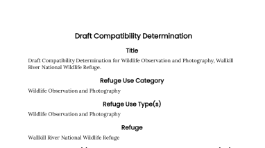 Draft Compatibility Determination for Wildlife Observation and Photography, Wallkill River National Wildlife Refuge