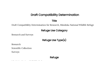 Draft Compatibility Determination for Research, Minidoka National Wildlife Refuge