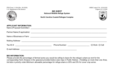 Pocosin Lakes NWR Bid Sheet